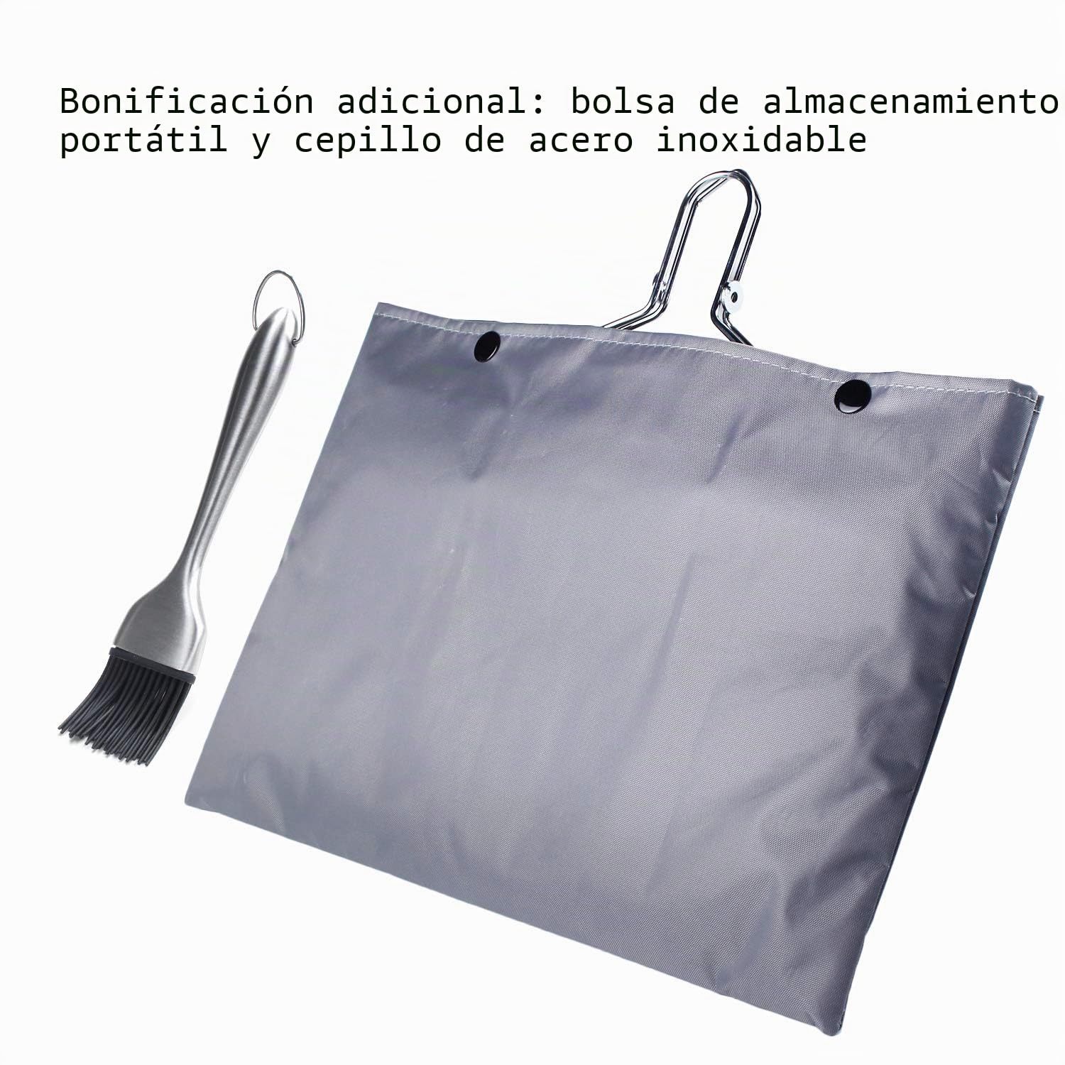 Canasta de asado de Pescado, Canasta de Parrilla de Barbacoa de Acero Inoxidable portátil Plegable, Viene con Cepillo de Cocina y Bolsa de Almacenamiento (Tipo 1)