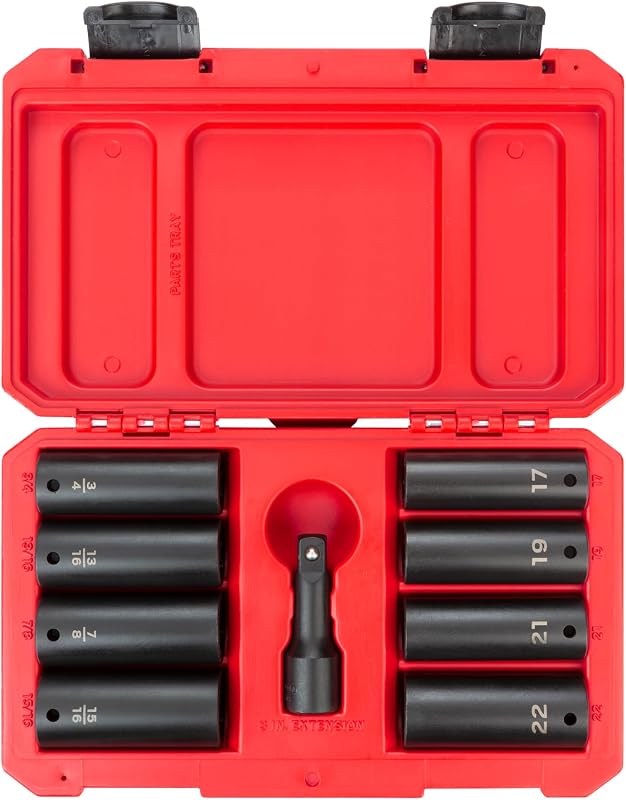 TEKTON 1/2 Inch Drive Impact Lug Nut Socket Set, 9-Piece | SID92415