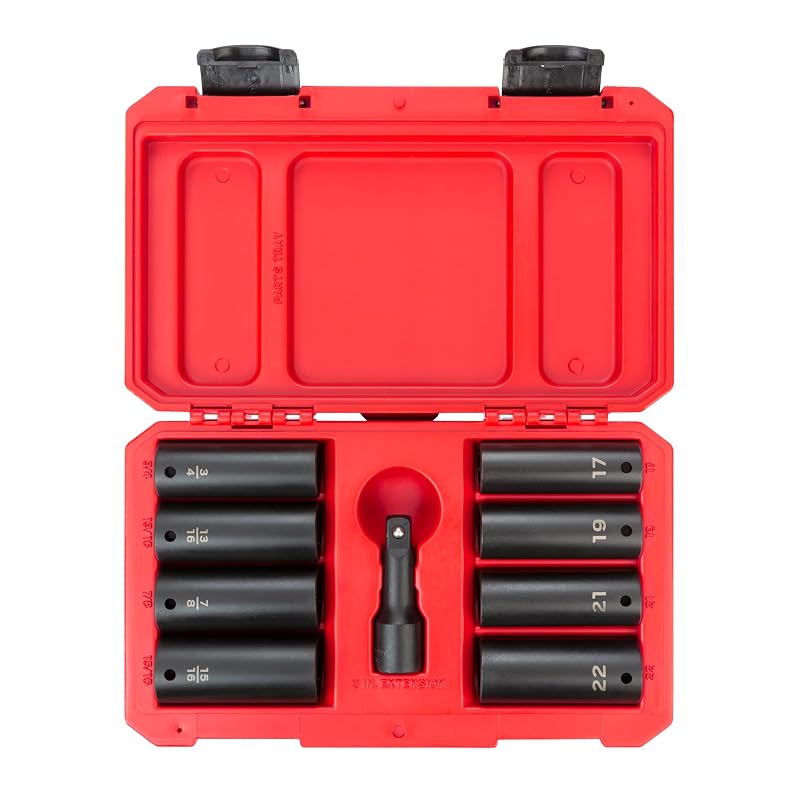 Jogo de Soquetes de Impacto TEKTON para Porcas de Roda, Encaixe de 12,7 mm (1/2 pol.), 9 Peças, SID92415