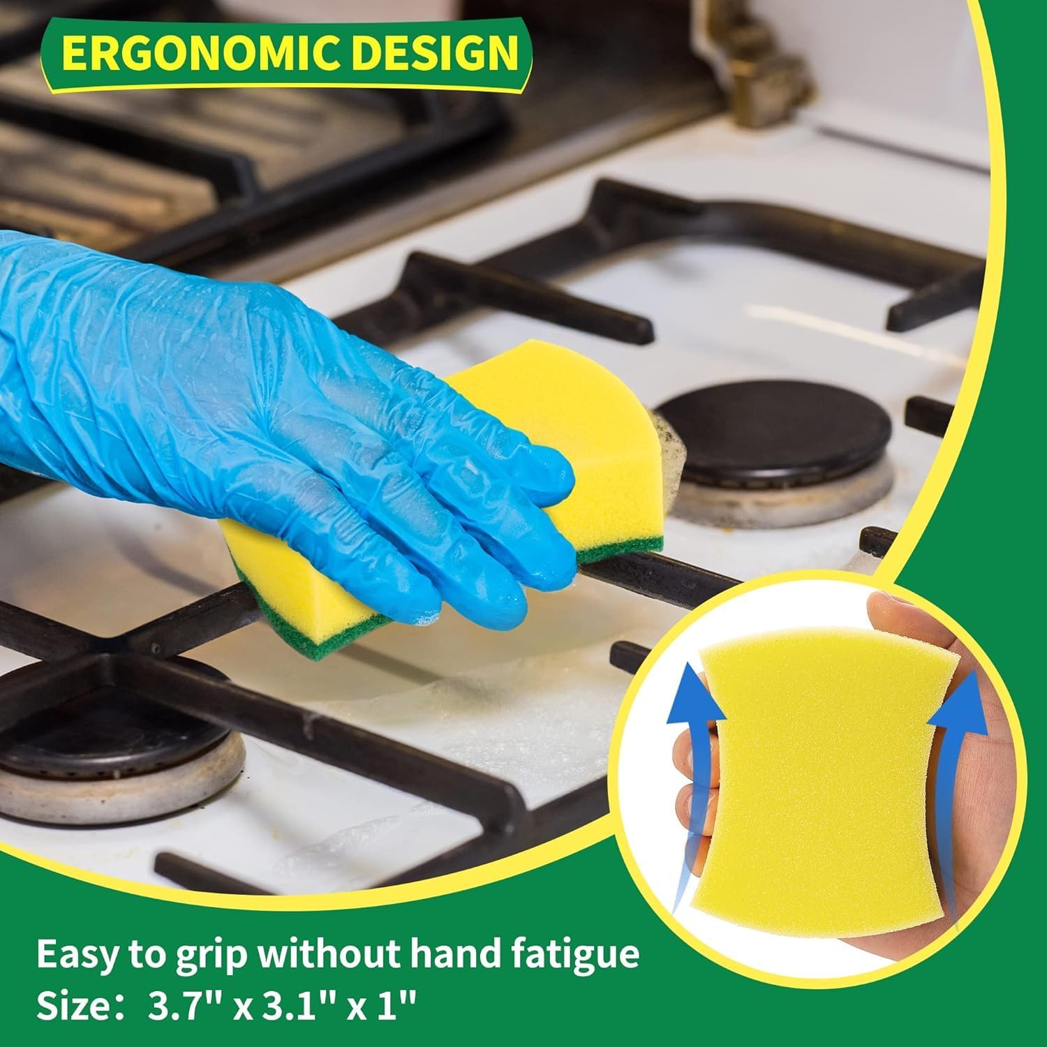 HOMERHYME Heavy Duty Scrub Sponges, 120 Pack Scrub Sponge, Double-Side Kitchen Sponge, Multipurpose Long-Lasting Sponges, High-Density Dish Sponge