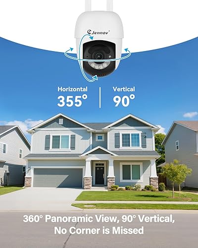 Miniatura 3 de Jennov Sistema de cámara de seguridad inalámbrica de 5 MP con monitor, kit NVR de 8 canales con 4 cámaras alimentadas por tomacorriente, disco duro