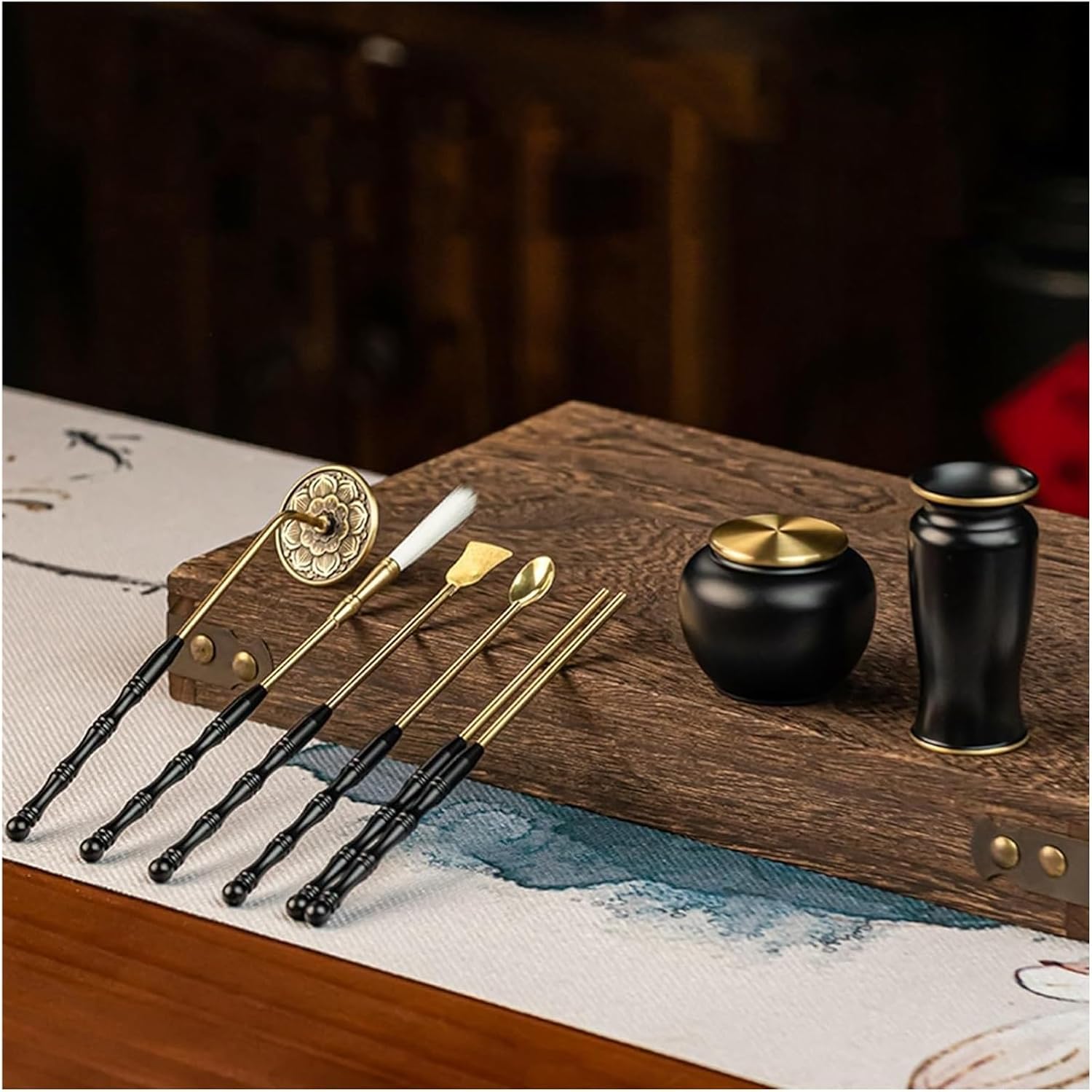 7-Piece Set of Fragrance Powder Burner，Powder Incense Burner, Incense Mold Tool Kit Pure Copper, Home Fragrance Accessory with Incense Mold Tools