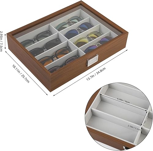 Vista 5 de Caja organizadora de gafas de sol de madera, caja de gafas de exhibición de gafas, caja de almacenamiento de gafas de sol titular regalos