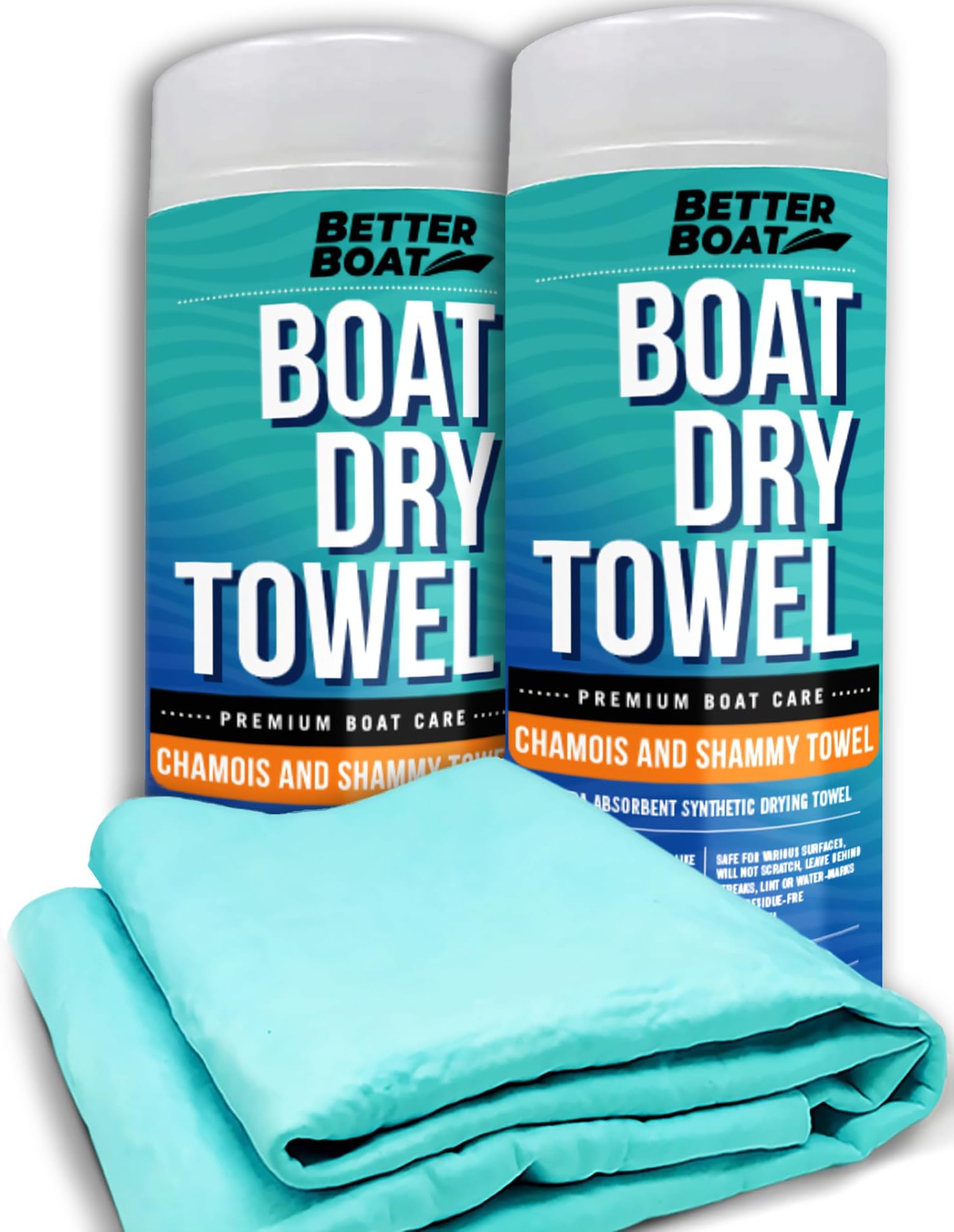 Super Absorbent Towels, Synthetic Chamois Cloth for Car and Boat Drying, Smooth Cooling Towel, Marine Grade Cleaning Supplies, PVA Shammy Dry Towel 2 Pack