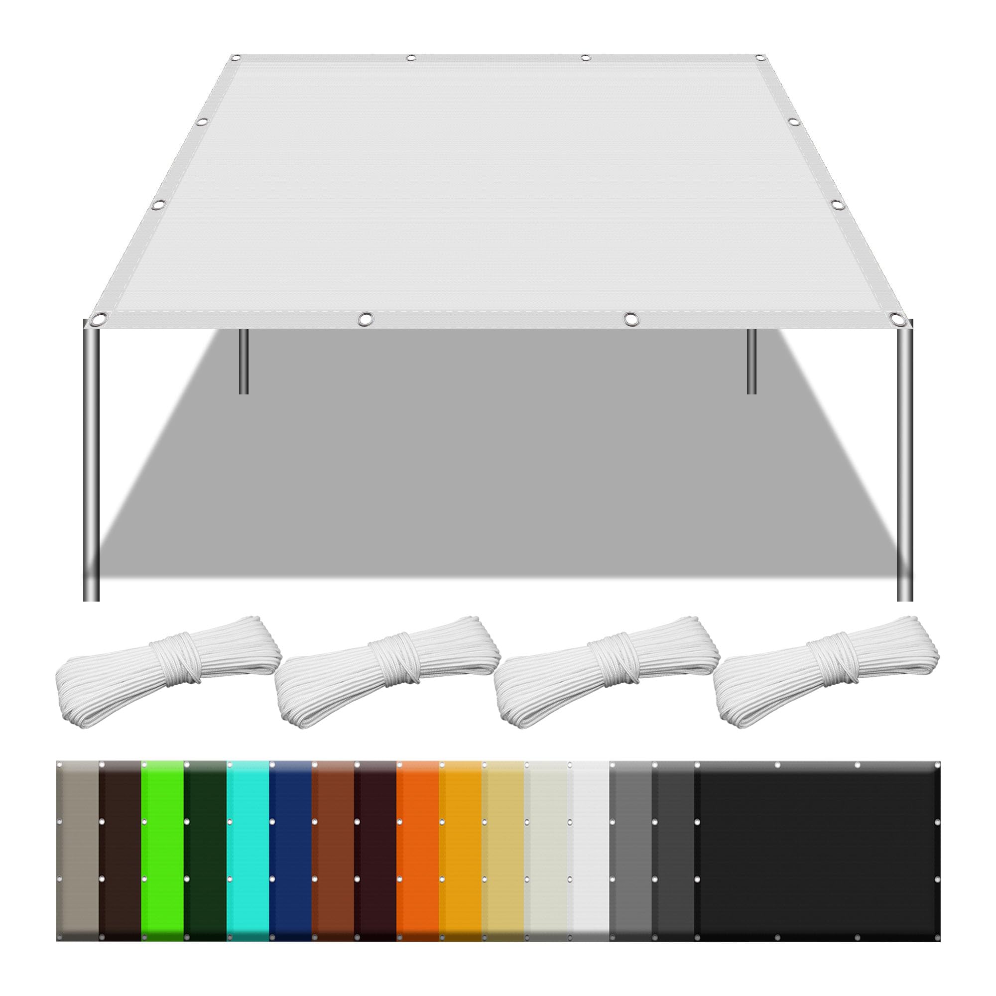 Voile d'ombrage anti UV et contre le vent 2.7x4.5m blanc pour pergola