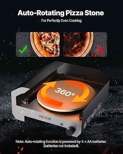 Miniatura 4 de VEVOR Horno de pizza para exteriores de 16 pulgadas, horno de pizza de gas propano giratorio automático, olla de pizza portátil con piedra de pizza