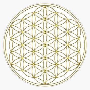 Flower of Life - Sacred Geometry - Gold, Healing & Energizing Sticker Vinyl Bumper Sticker Decal 5"