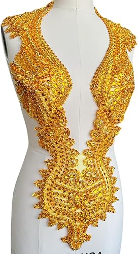 Vista 67 de Apliques hechos a mano de cristal sobre encaje, cuentas de diamantes de imitación para coser, parches de lentejuelas, accesorios de decoración