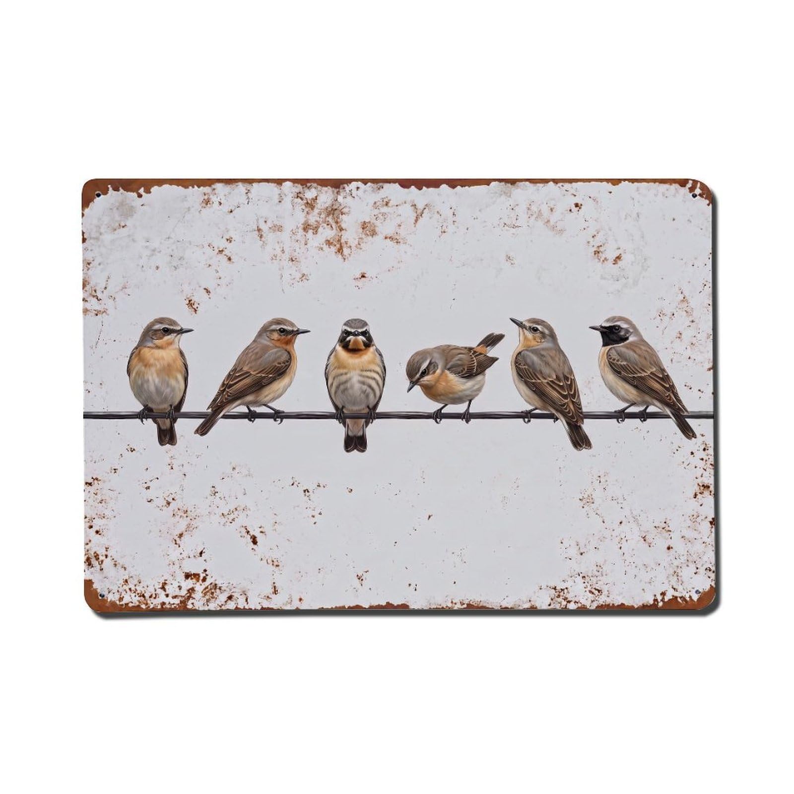 Vintage Retro Birds Wheatear Metal Tin Sign