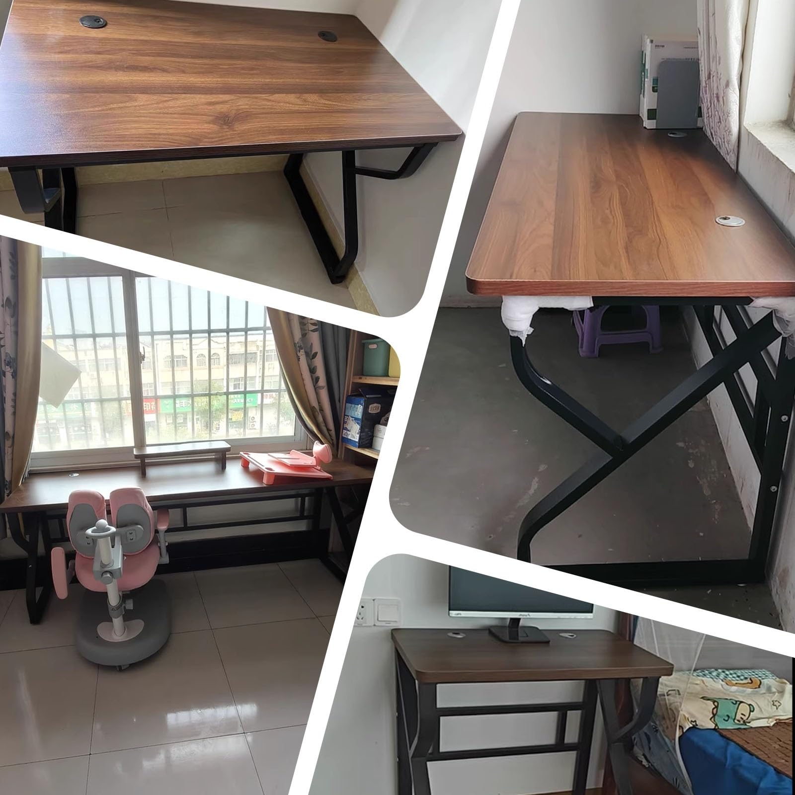 Scrivania angolare per computer portatile, per casa, ufficio, postazione di gioco per studio, camera da letto e balcone, postazione di lavoro elegante e funzionale