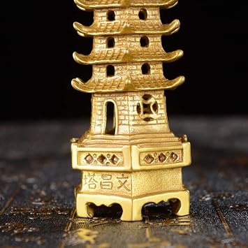 Handmade Brass 7-Level Wenchang Tower Pagoda Statue Feng Shui Enhancer for Protection ZD152