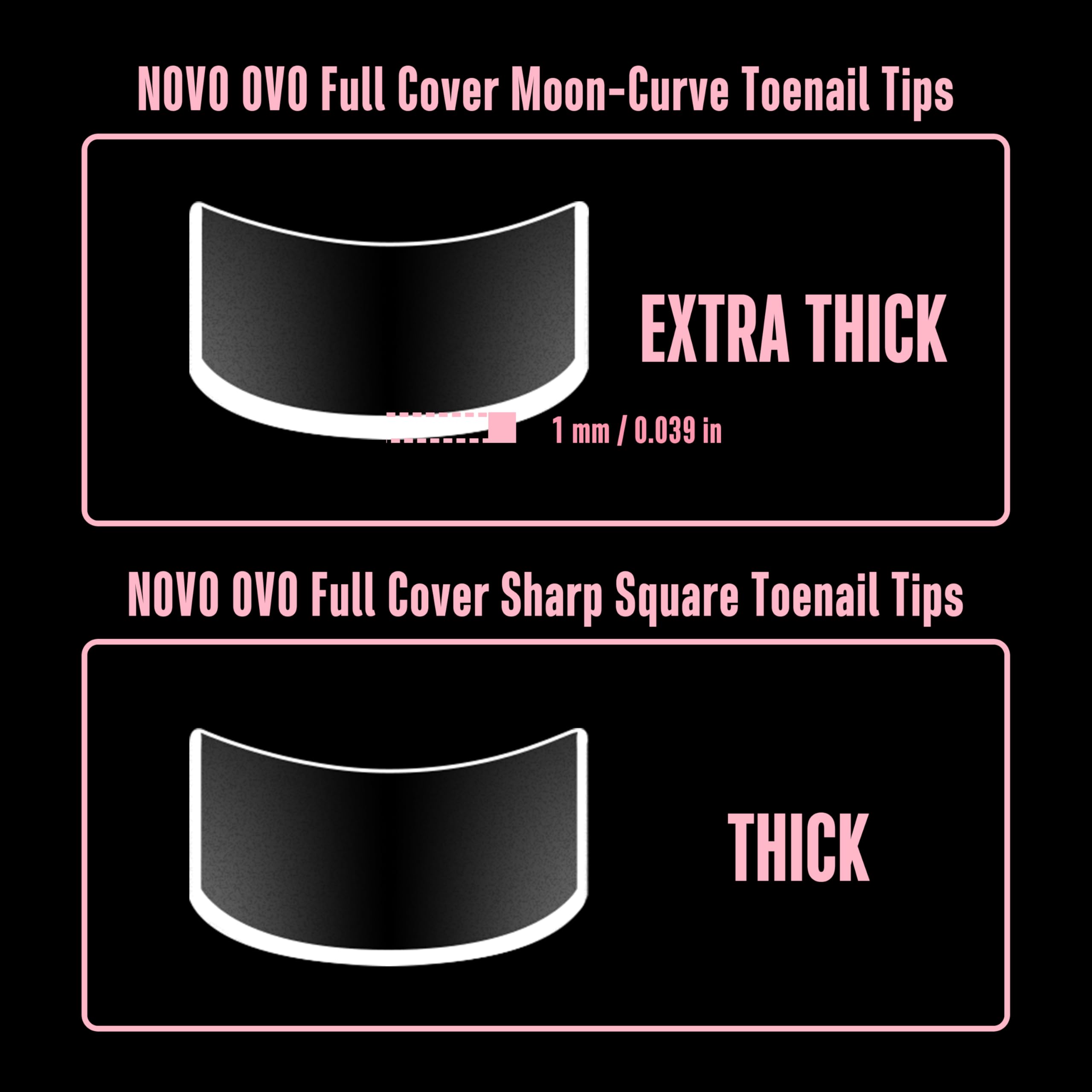 NOVO OVO Halloween Short Toe Nail Tips Press on with Moon Curve - Image 3