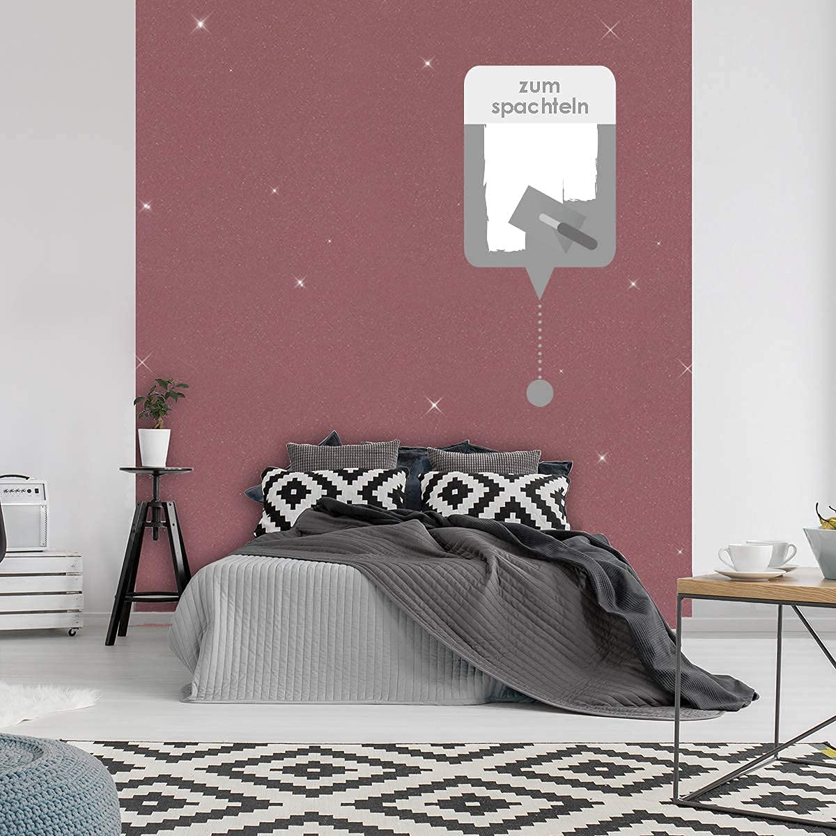 Buy Wanders24 glimmer effect (1 liter, Silverblack) glitter paint, wall paint, glitter effect