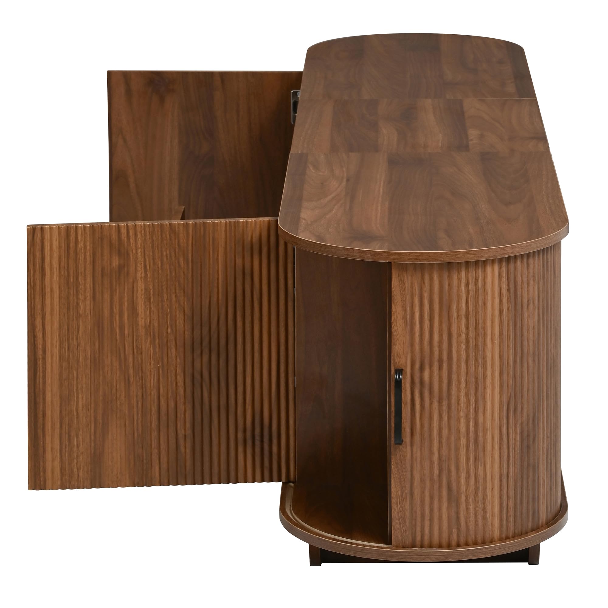 Mobile basso per TV con ante scorrevoli, struttura ondulata 3D, cassetto, scomparto aperto, tavolino per TV, credenza per soggiorno, 180 x 40 x 50 cm, noce