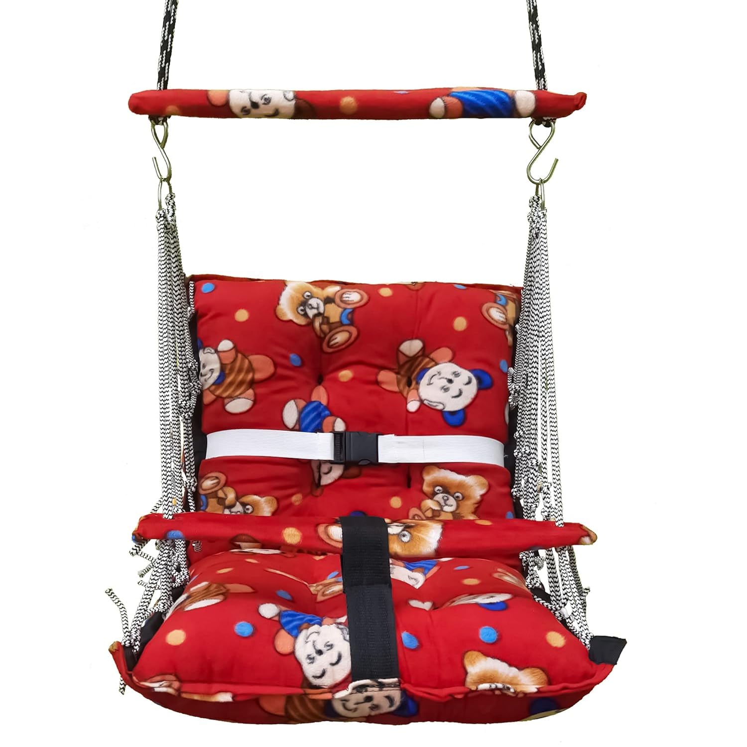 Swing for Kids Jhula Foldable, Portable Swing for 0-3 Years Kid with Safety Belt Gentle Soft Cover with Filler for Soft Skin Hanging Indoor Outdoor Swing. - Image 5 thumbnail