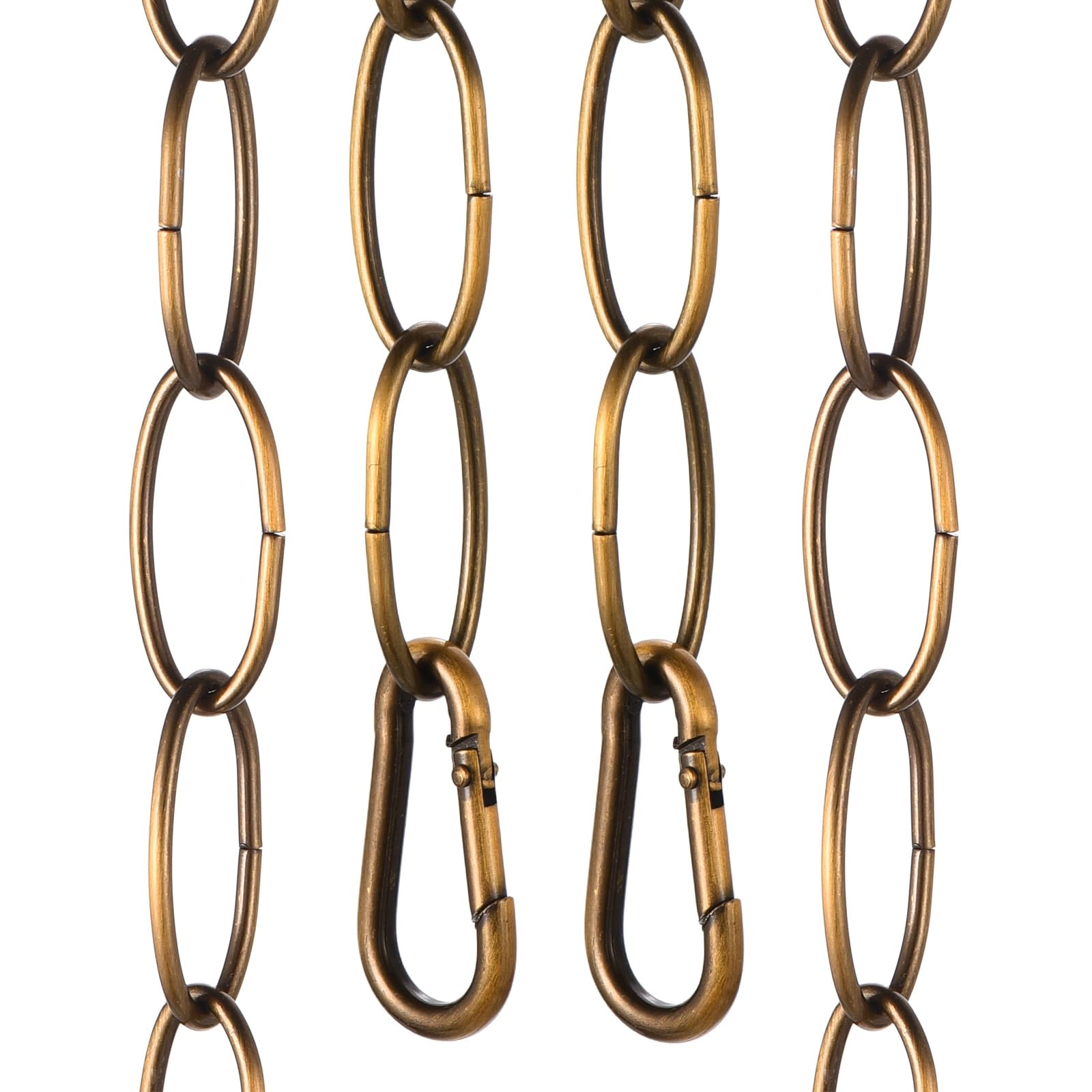 sourcing map 3ft Lighting Hanging Chain, 2.4mm/0.09" Looping Metal Pendant Chandelier Chain Extension with 2 Spring Snap Hook for Hanging Plant Pendant Chandelier Light Fixture, Gold Bronze — image 1