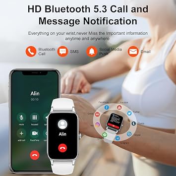Smart Watch for Men Women, 1.57HD Smartwatch with Answer/Make Calls, New Fitness Watch with Heart Rate Sleep Monitor, Pedometer IP68 Waterproof with 110+ Sport Smart Band for Android iOS White