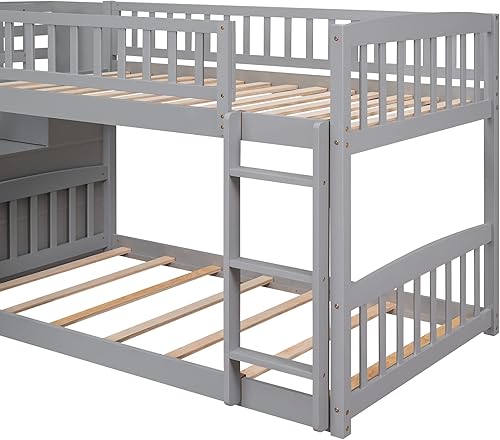 Miniatura 138 de SOFTSEA Litera individual sobre individual con tobogán, literas de casa para niños y niñas (blanco, litera de casa con tobogán) Blanco,Gris,Lavado