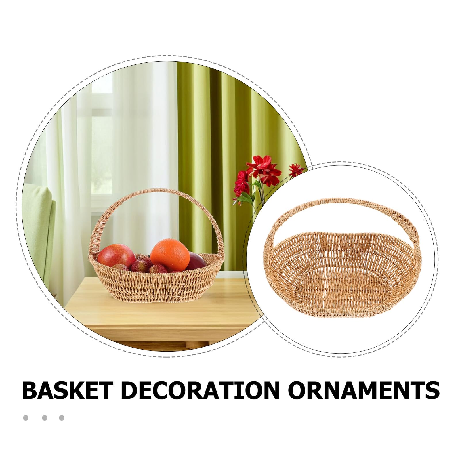Cesto di Fiori in Imitazione Rattan, Basket Decorativo | Plastica e Ferro, Stile Rustico Raffinato Farmhouse, per Piante e Fiori, Uso su Balconi e Uffici, Facile da Trasportare