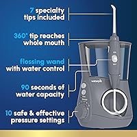 Vista 11 de Waterpik Acuario irrigador dental para limpieza de dientes, encías, aparatos ortopédicos, cuidado dental, energía eléctrica con 10 ajustes, 7