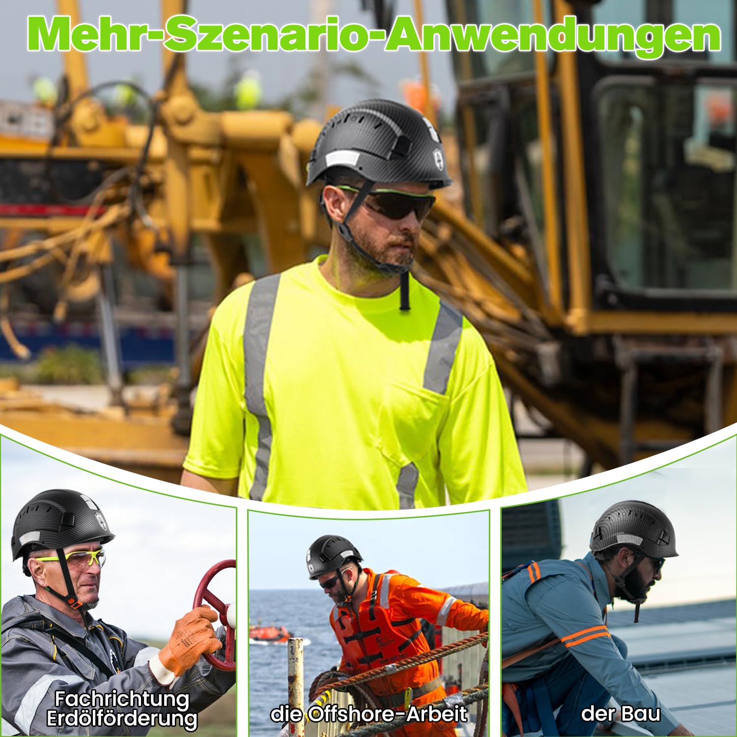 GREEN DEVIL Mervex Vent - Casco de seguridad EN 397 | ABS con suspensión de 6 puntos | Ventilado | ajuste con una sola mano 53-63 cm | para construcción e industria
