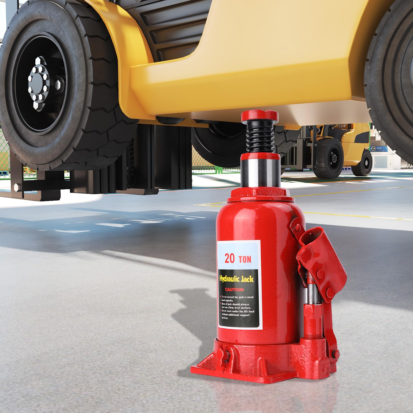 Cric Idraulico a Bottiglia 20T, Martinetto Idraulico per Auto, Altezza Regolabile 22-41 cm, Facile da Usare, Compatibile con Auto, SUV, Camion e Trattori, Design Compatto e Portatile