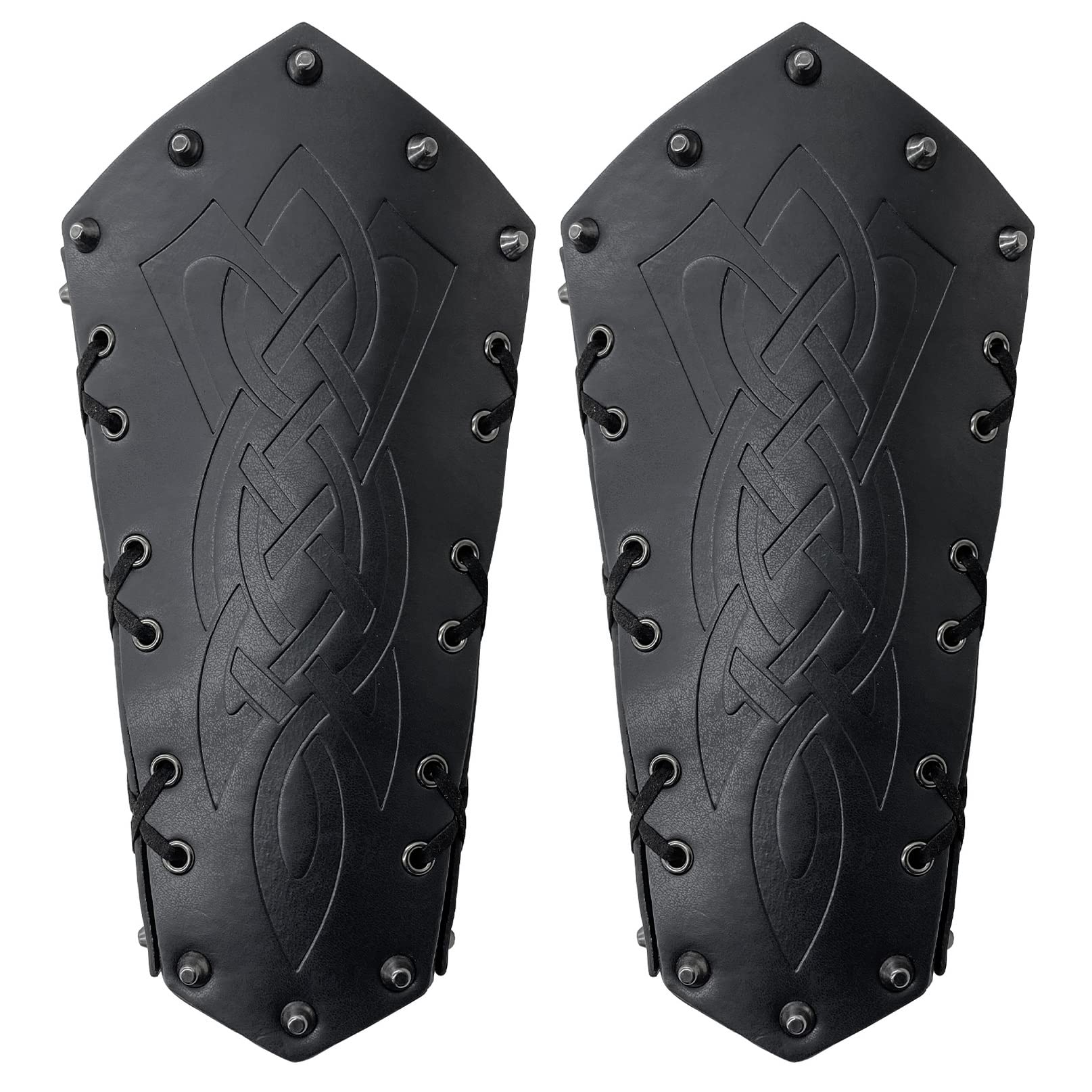Parabraccia in pelle per tiro con l'arco vichingo medievale cosplay LARP 2 pezzi