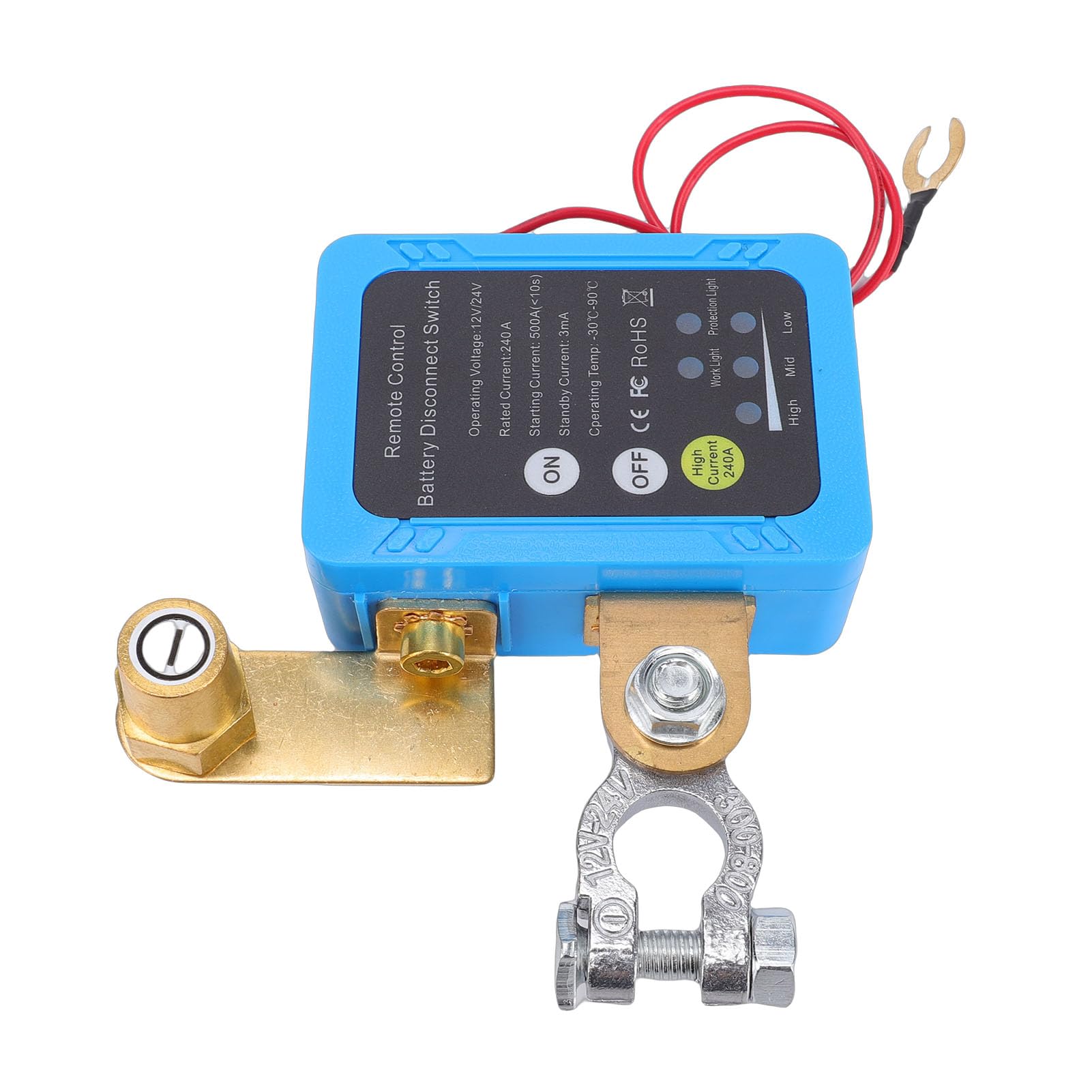 Fockety Interrupteur de Déconnexion de Batterie à Distance, 240 A, Antivol, Tension Intelligente, Interrupteur de Batterie à Distance pour Voiture, pour Voiture, Camping-car, VTT