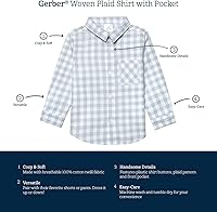Vista 6 de Gerber Camisa de manga larga con botones a cuadros para bebés y niños pequeños