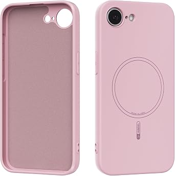 ZORSOME Compatible with iPhone 16E Liquid Silicone Magnetic Case,Pure Color Simple Cover, Soft Rubber Gel TPU Full Camera Protection Bumper,Pink