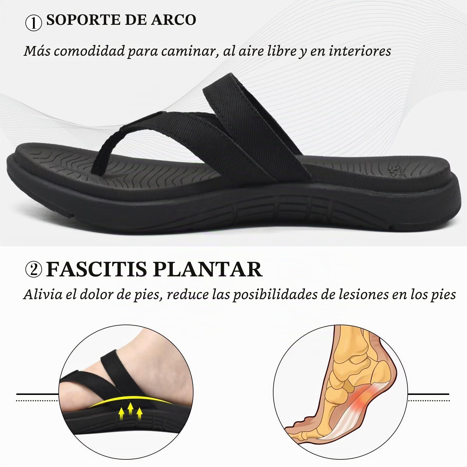 COFACE Chanclas Mujer Moda Ortopedicas Sandalias de Dedo Cuero Verano Playa Antideslizante