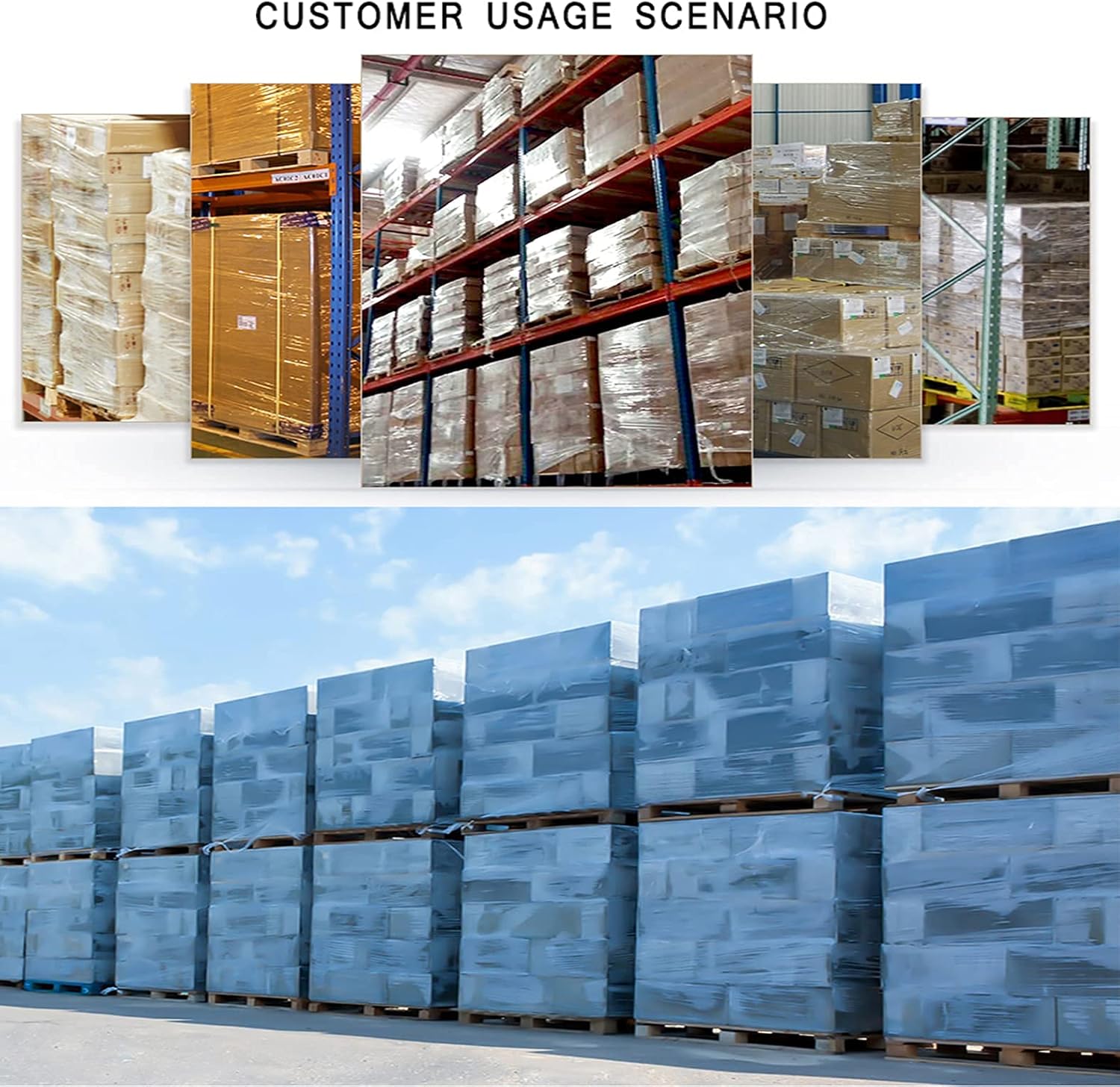 Stretch Film Transparent Stretch Packaging, 14" x 1500 Ft, 400% Stretch Heavy-Duty Shrink Film, Used for Packing, Shipping, Moving, Cling, Pallet : Office Products