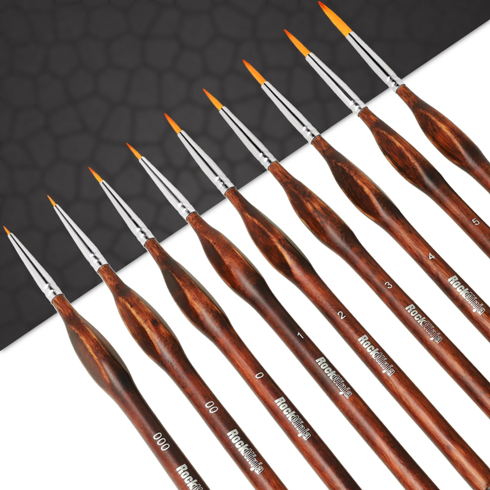 Pinsel Set Malen, 9 Stück Feine Detail Pinsel für Acryl Aquarell Modellbau, ideal für Acrylfarben, Wasserfarben Miniaturen,Öl, Modelle, Strichzeichnung und Nageldesign