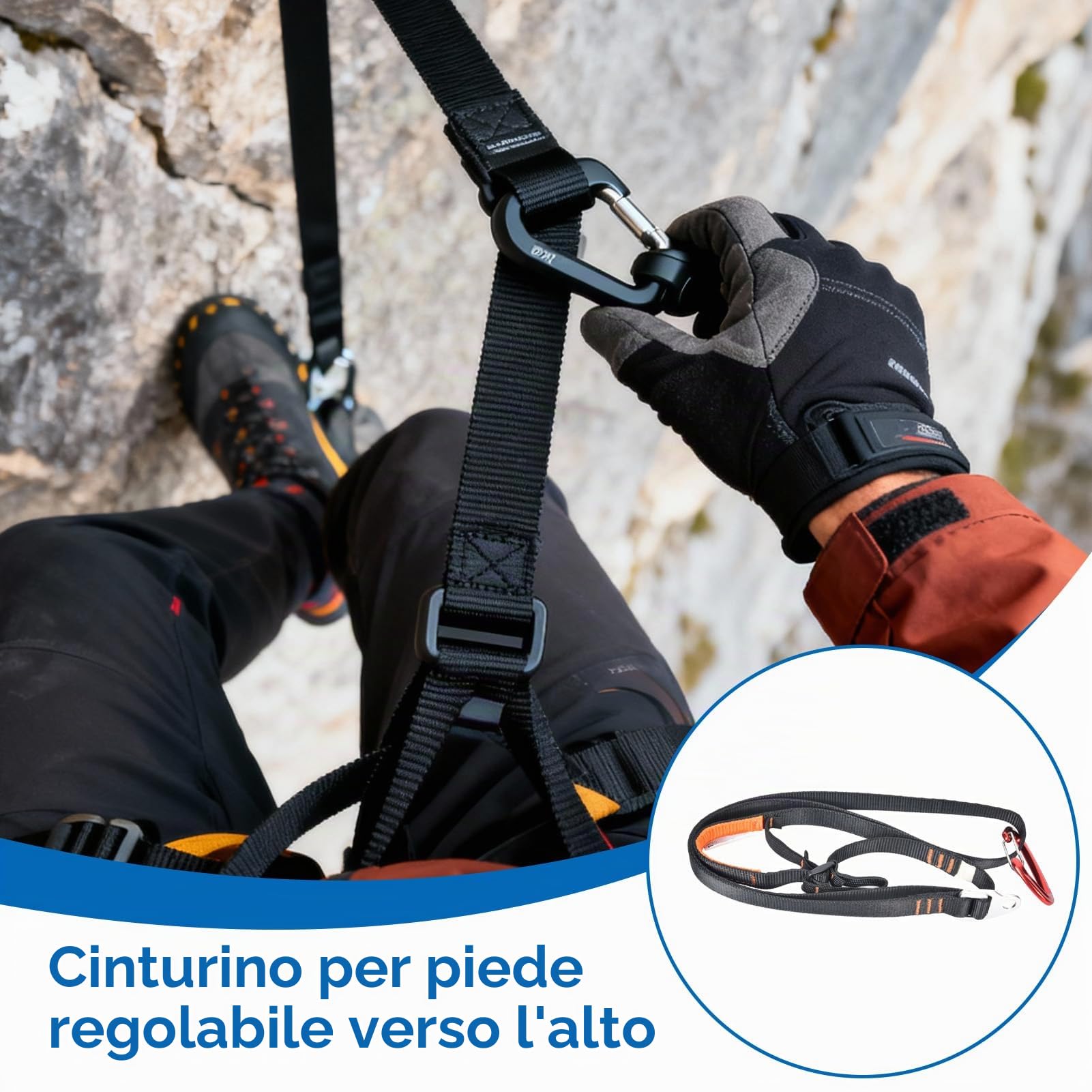 HERCHR Pedale per Alpinismo, Alpinismo All'aperto Arrampicata su Roccia Pedale Riser Ascender Cintura Corda Dispositivo di Protezione di Sicurezza Accessori per Lavoro Aereo
