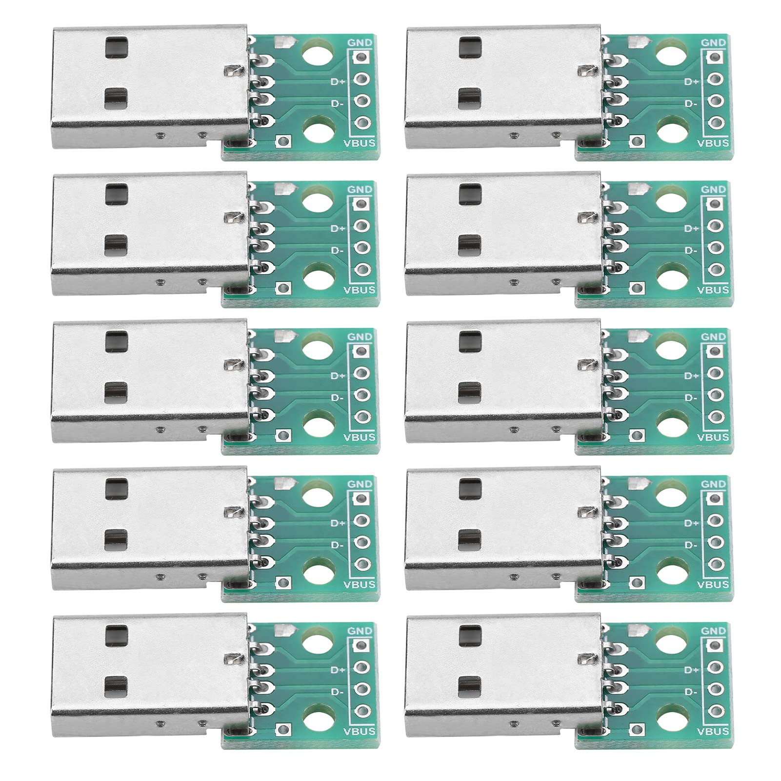 USB Type A to DIP Adapter Board, 10pcs Male Plug 4 Pin 2.54mm Pitch, DIY USB Power Supply, Breadboard Design