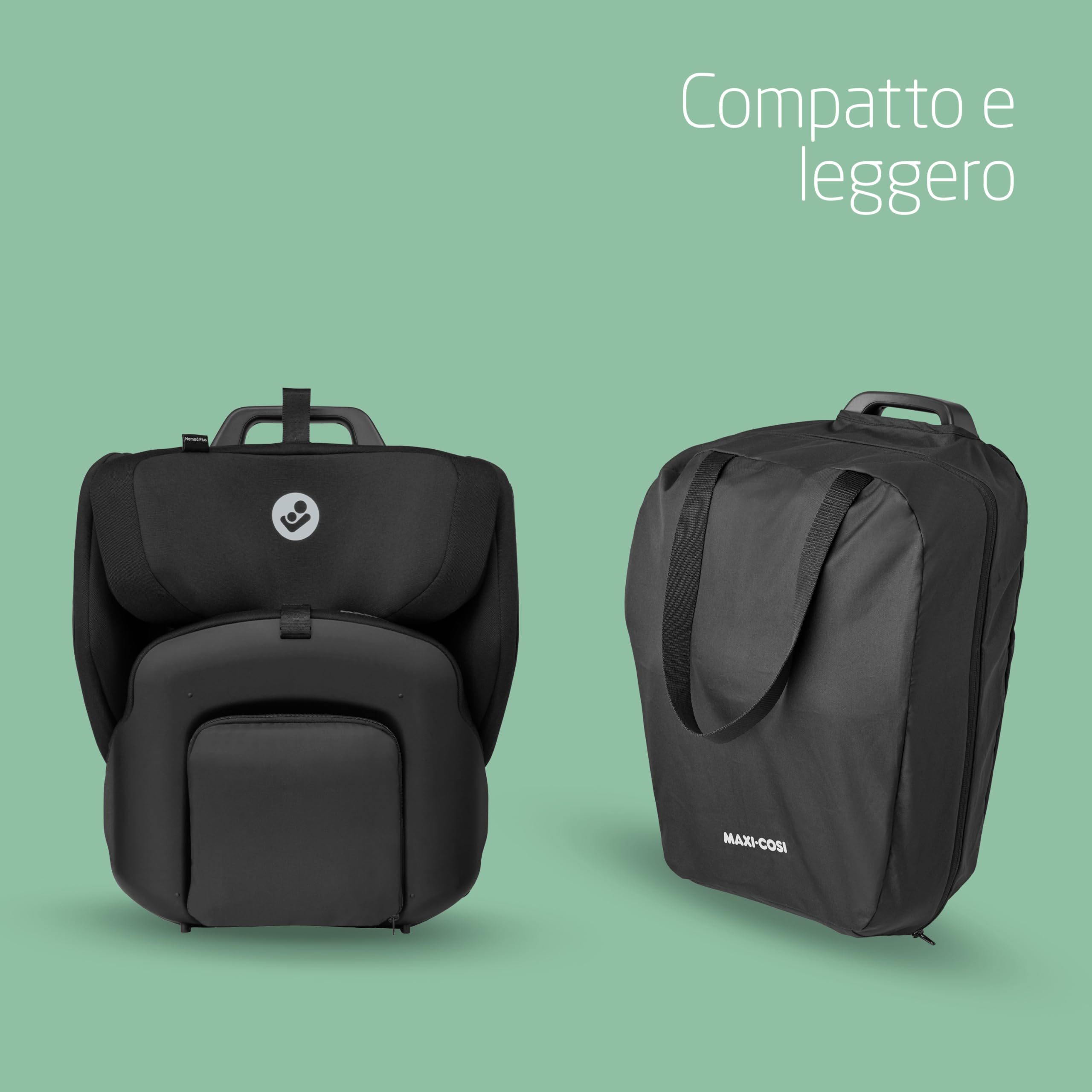 Maxi-Cosi Nomad Plus, Seggiolino Auto Pieghevole, 15 mesi - 4 anni, 67 - 105 cm, Seggiolino da Viaggio Portatile, Compatto, Leggero, Protezione dagli Impatti Laterali, Authentic Black