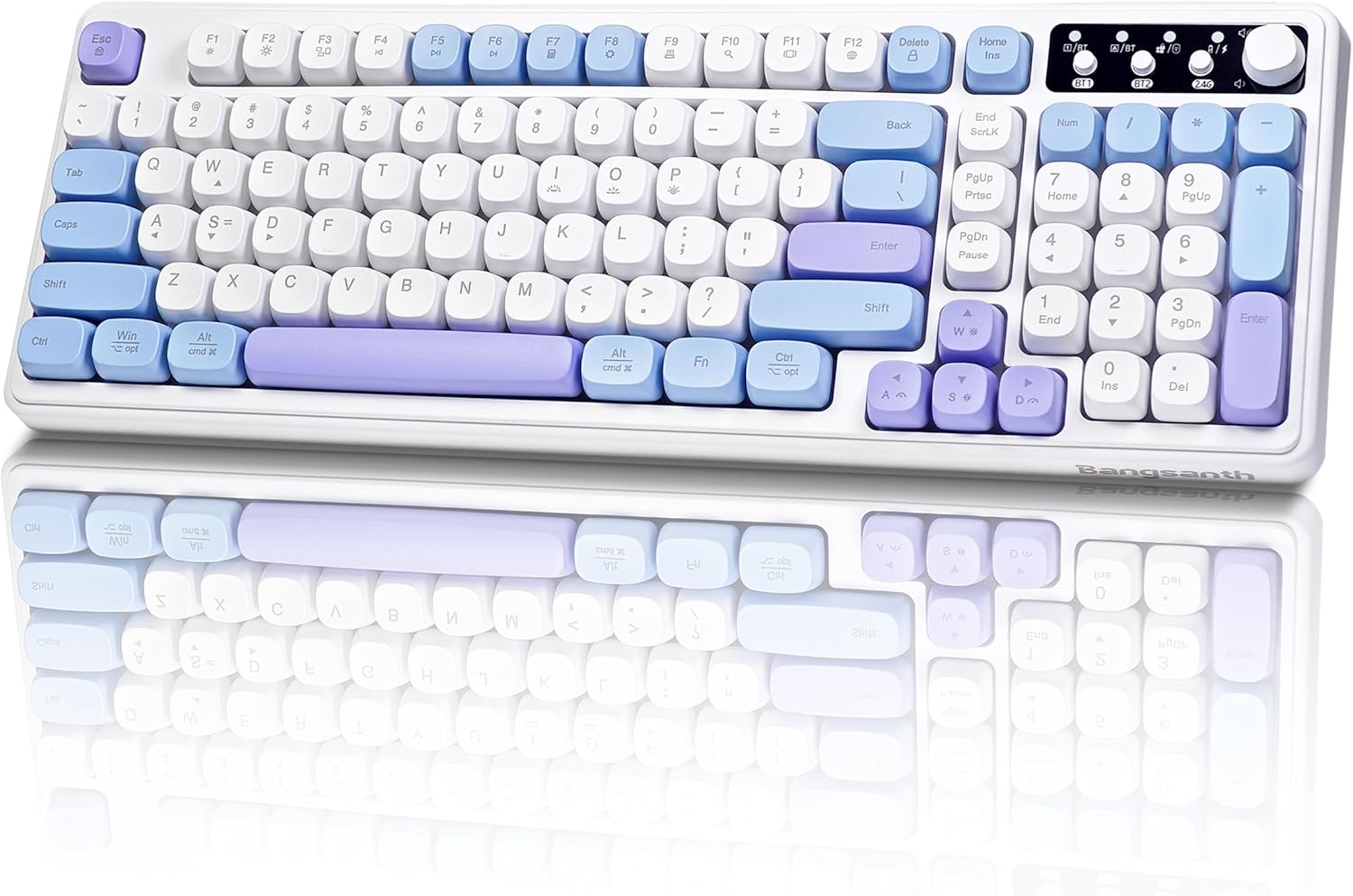 Wireless Keyboard, RGB Backlight Keyboard, Tri-Mode BT5.0/2.4GHz/USB-C, 99-Key Creamy, Anti-ghosting Keys, Compatible with PC, Mac, Gaming Consoles