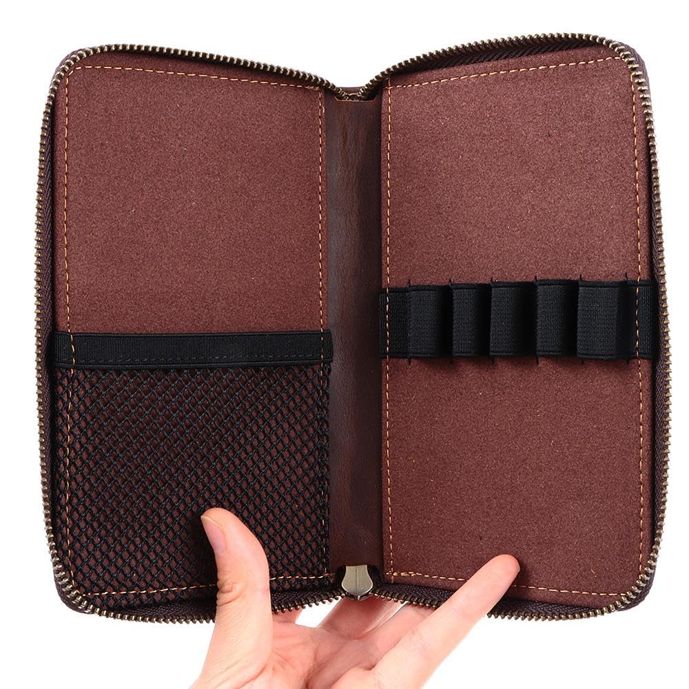 Risedot Zippered Pen Organizer, Leather Zippered Pen Pouch, Fountain Roller Ball Pen Case Holder, for School & Office Supplies - Image 2