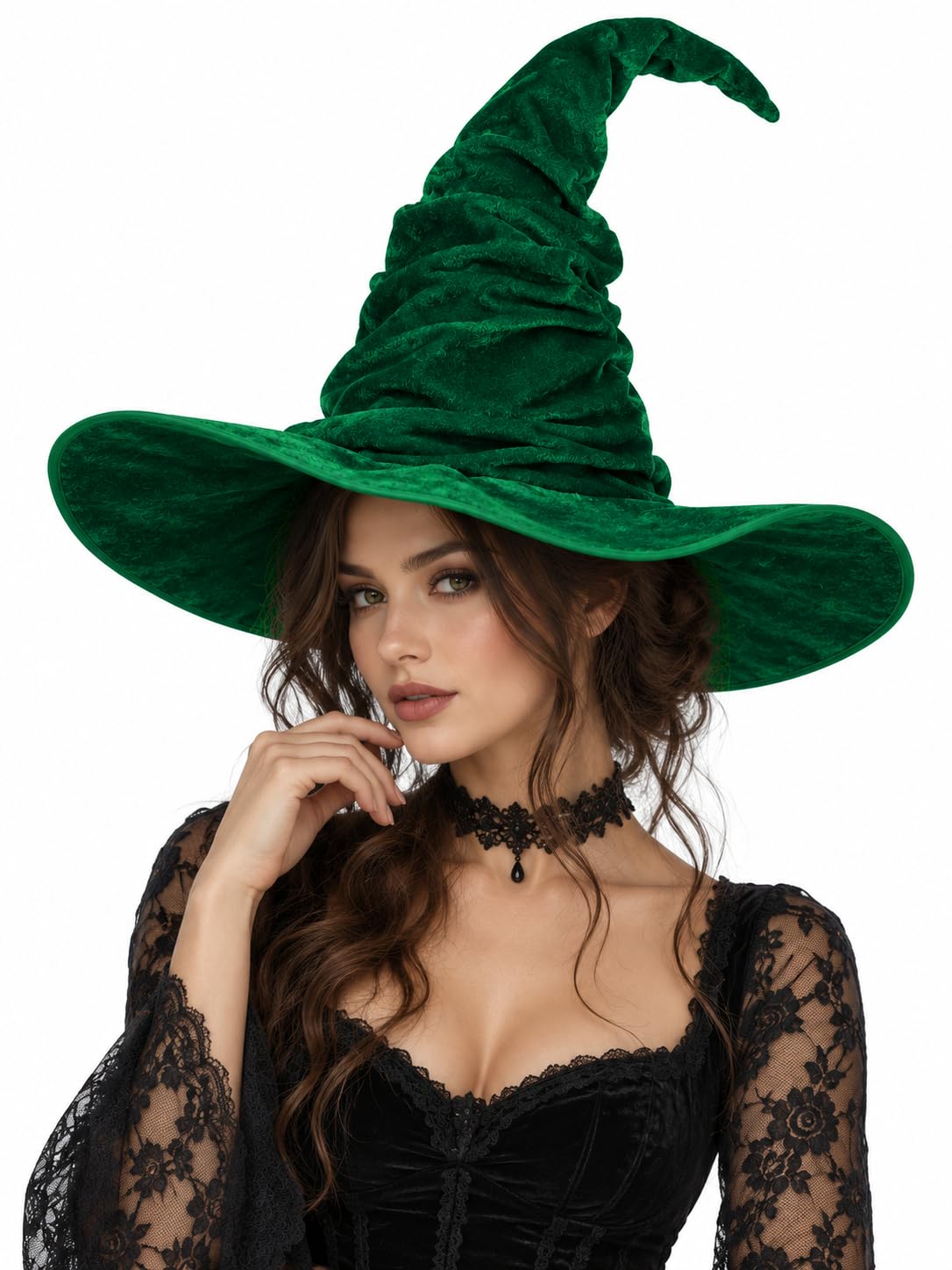 HOMELEX Adult Witch Hat for Halloween Costume Party (S-Dark Green)