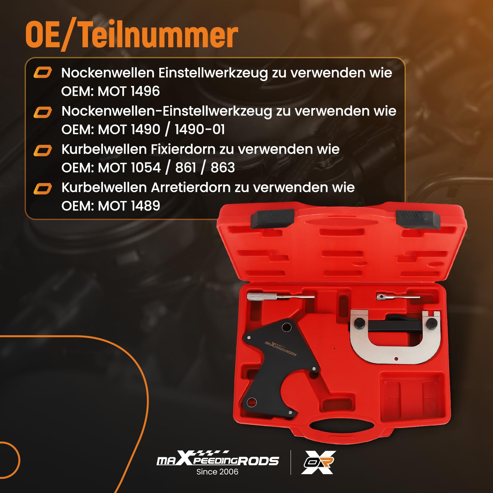 maXpeedingrods Herramienta ajuste motor para Renault 1.4 1.6 1.8 2.0 16V | Herramientas árbol levas para Laguna Clio Megane, para Espace Scenic MOT 1496 1490 1490-01 1054/861/863 1489 K4J K4M F4P F4R