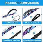 Heavy Duty Dog Leash for Medium Large Dogs, Reflective Tactical Dog Leash 4FT 6FT Strong Shock Absorbing Adjustable Nylon Military K9 Working Lead 2 Handles,Car Seat Belt Buckle,Purple Camo