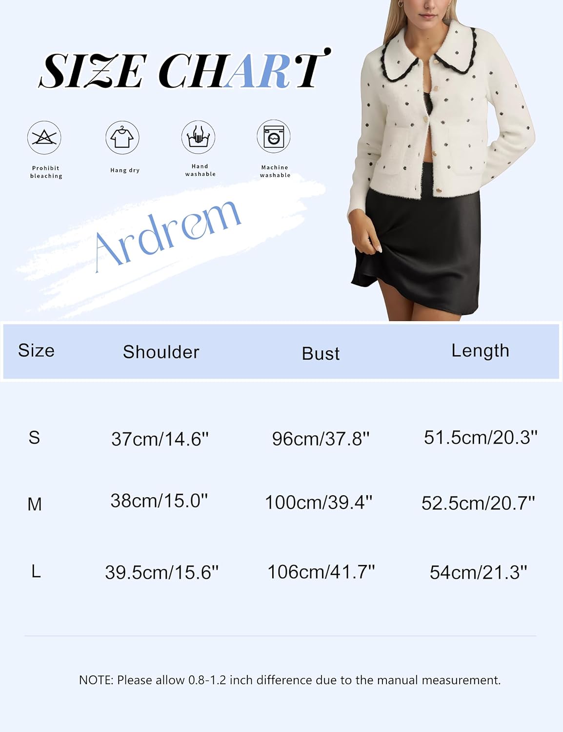 Women Polka Dot Ruffle Collar Cardigan Button Down Open Front Sweater Long Sleeve Knit Cropped Cardigan Jackets - Image 4