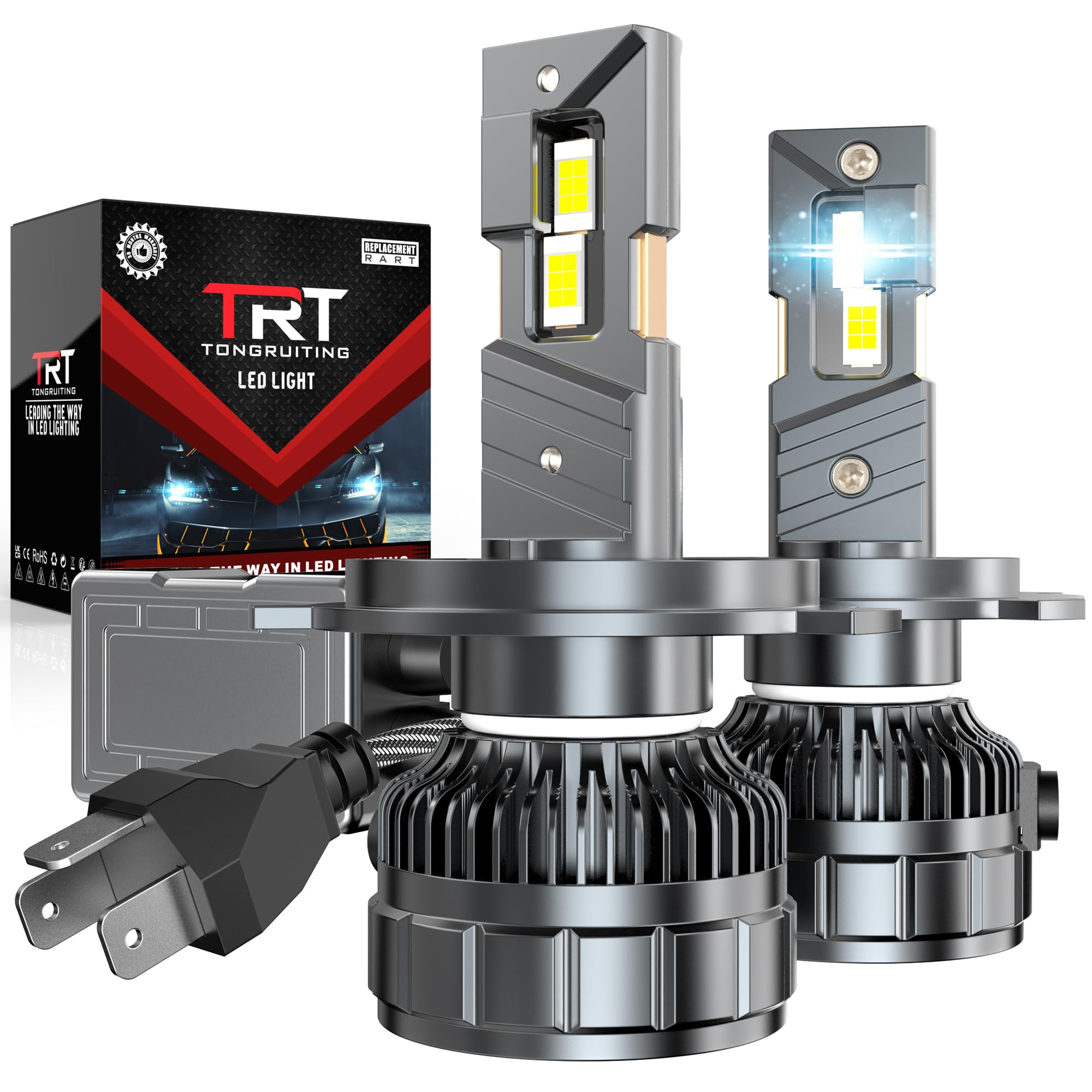 Lampadina H4 LED, 40000LM 110W Auto LED H4 Kit, 6500K Lampadine