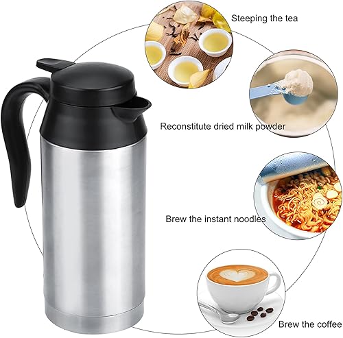 Miniatura 3 de Hervidor eléctrico para coche, caldera de agua para coche, 12 V, 25.4 fl oz, portátil, taza de calefacción eléctrica de viaje, taza de café, té,