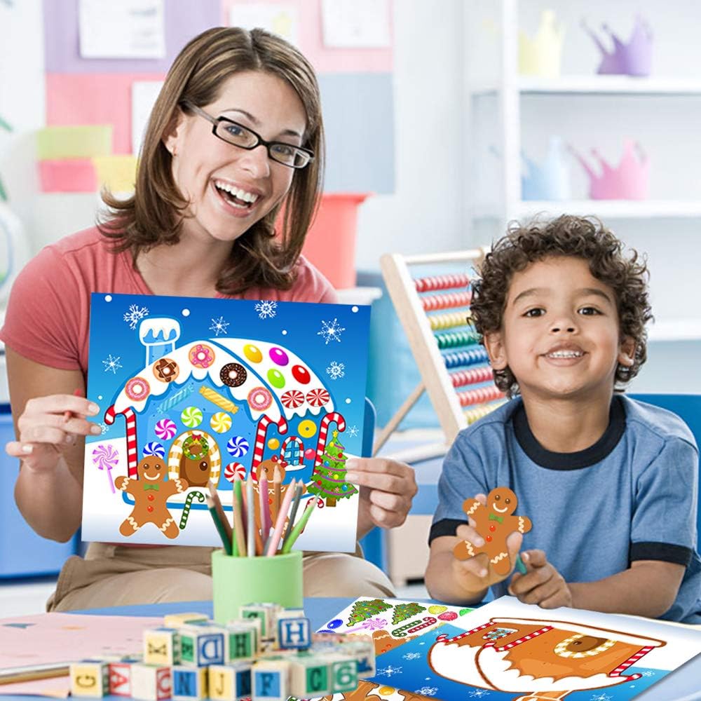 Make-A-Gingerbread House Stickers Christmas Party Game/Craft/Activity/Favor/Supplies for kids16pcs - Image 2