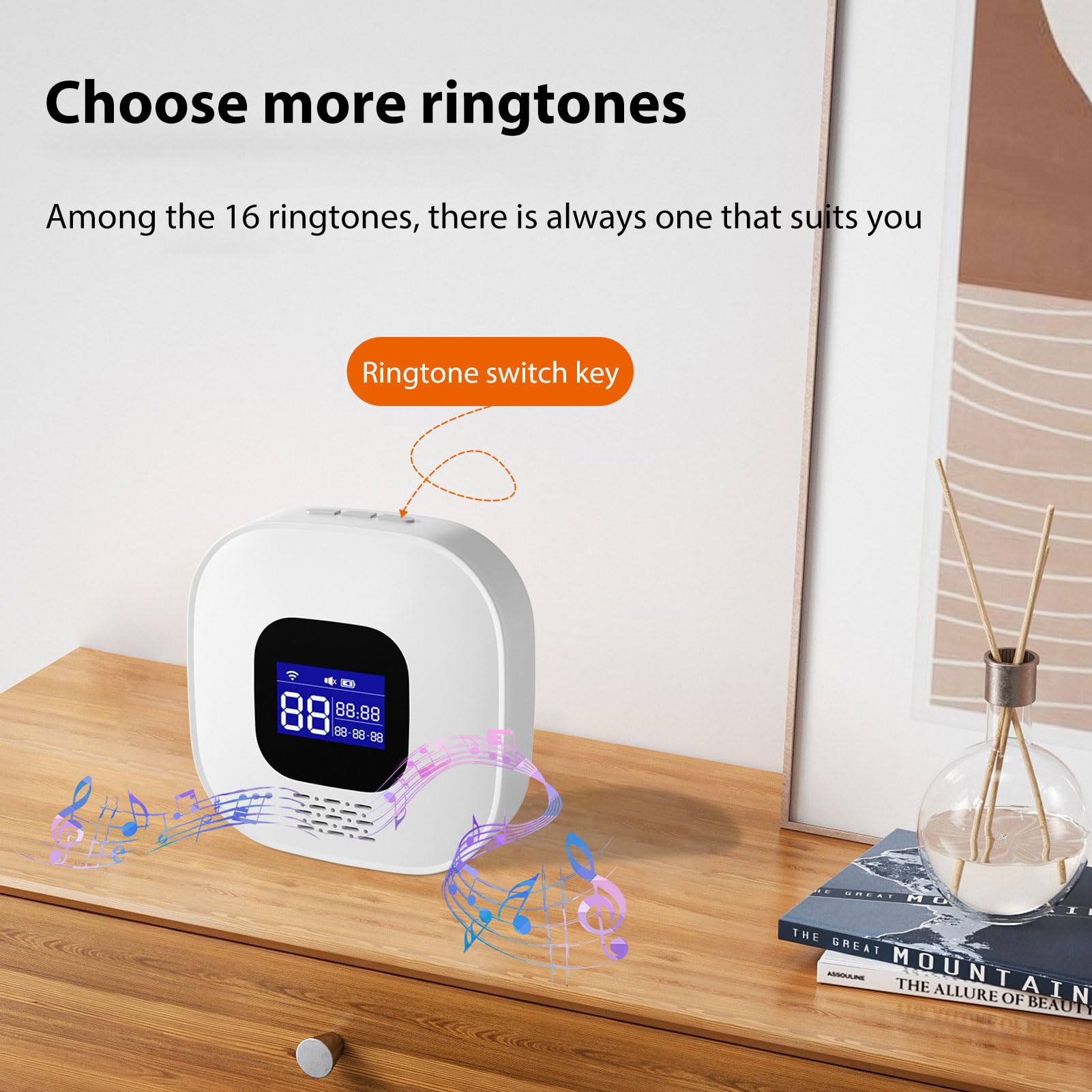 Denash Dispositif D'appel Multi-Fonction WiFi avec Système D'alarme SOS, Pager de Télévision âgée 2 Boutons D'appel 100 Pieds, écran LCD Hospital Infirmière Urgence