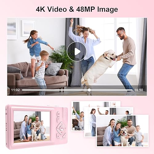 Miniatura 6 de Cámara digital para niños, adolescentes y principiantes - 1080P FHD 48MP, LCD de 2.83 pulgadas, zoom digital 18X y antivibración, tarjeta SD de 32