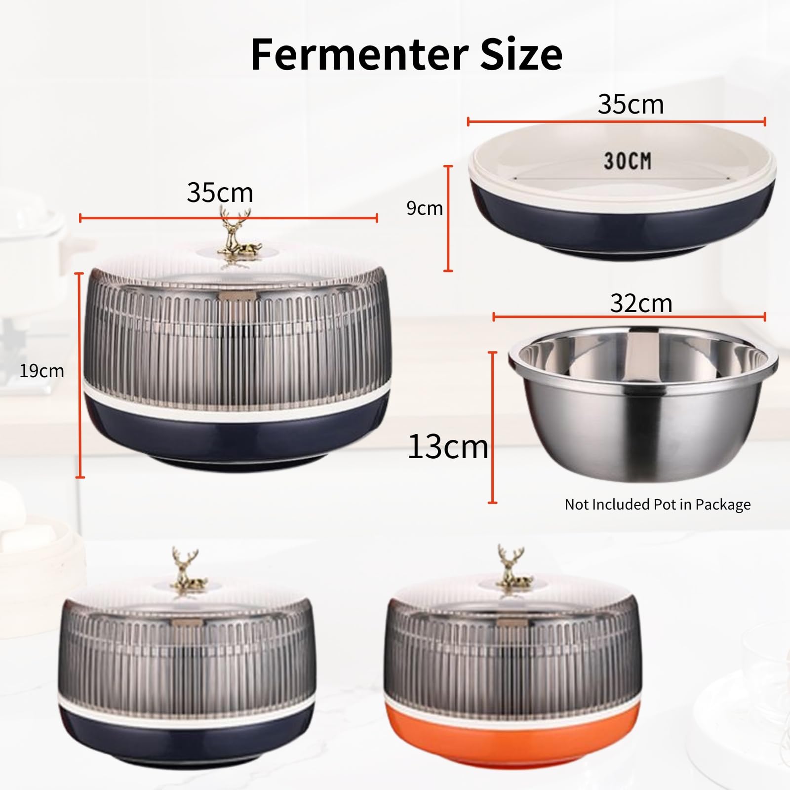 Cloud Fire Brotgärkörbe mit Deckel, Pizzateig GäRbox mit Heizung Temperaturregelung, 4-6 Liter Sauerteig-Gärschrank zum Brot, Gebacken,Joghurt, Fermentierter Reiswein (Blau)