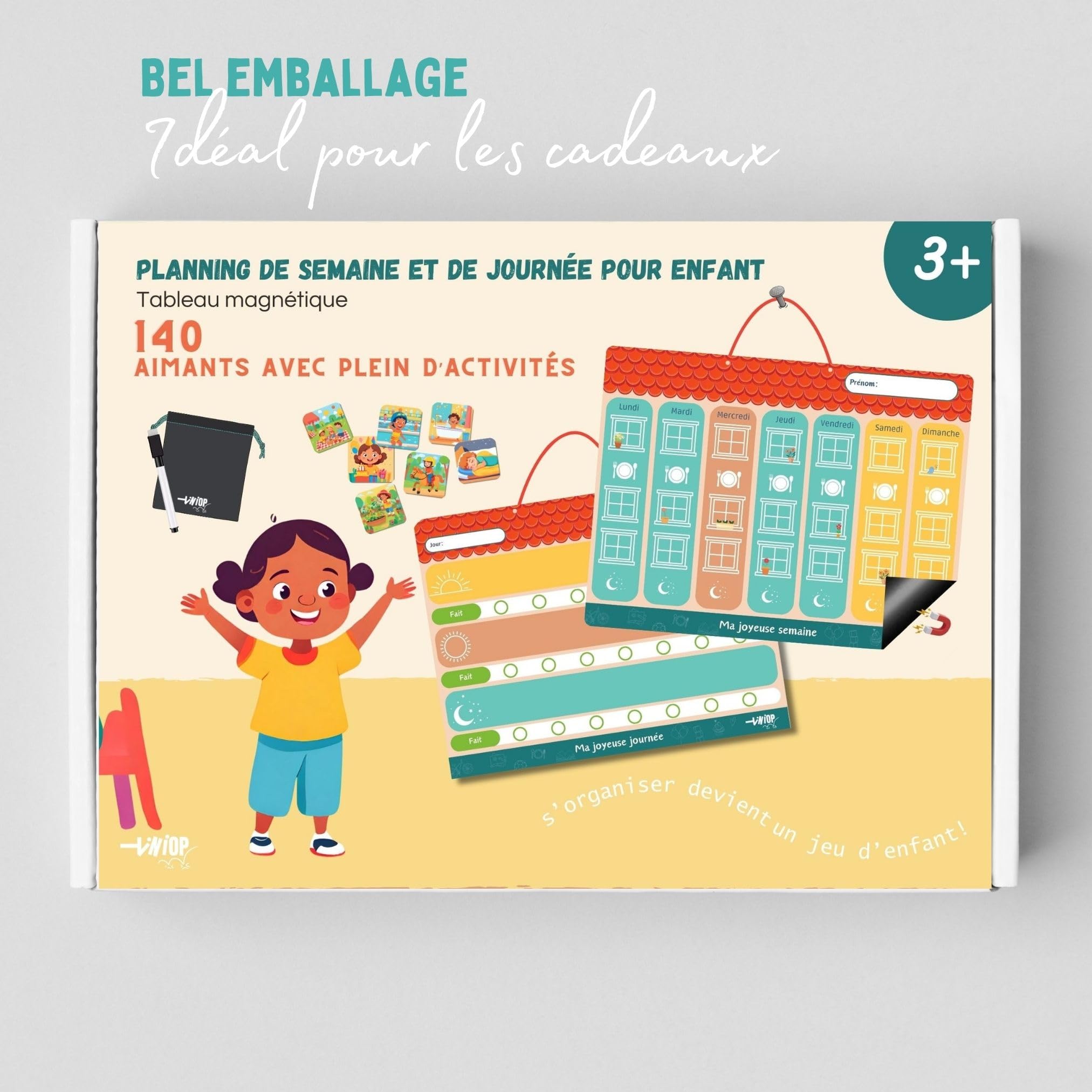Duo Planning Settimana e Giorno per Bambini, Quadri Magnetici Montessori con 140 Magneti Attività Complete, Ideale per Instaurare Routine e Autonomia, Compatibile con ADHD, Autismo da 3 anni