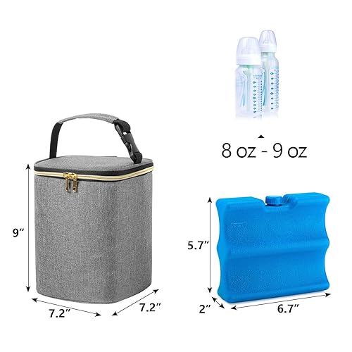 Miniatura 5 de Teamoy Bolsa enfriadora de leche materna con bolsa de hielo, bolsa para biberones para hasta 4 botellas grandes de 9 onzas y paquete de hielo,